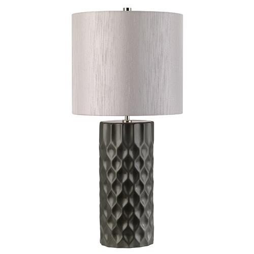 Ceremic Table Lamp Silk Drum Shade Graphite Finished BARBICAN-TL