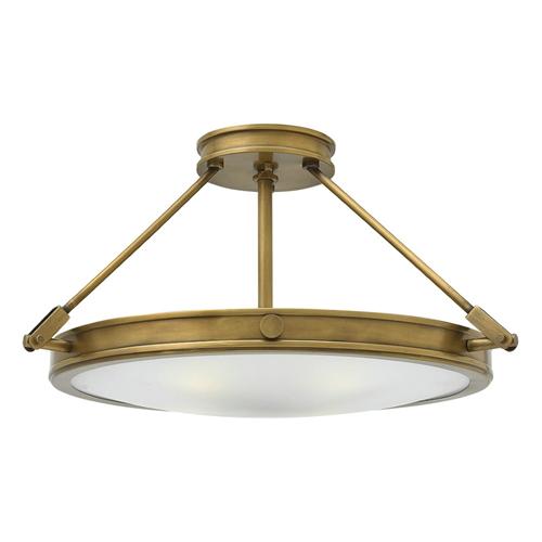 Collier Heritage Brass Semi-Flush Ceiling Light HK-COLLIER-SF-M