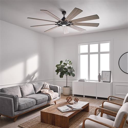 Gentry XL LED Weathered Zinc Ceiling Fan Reversible Blades KLF-GENTRY-85-WZ
