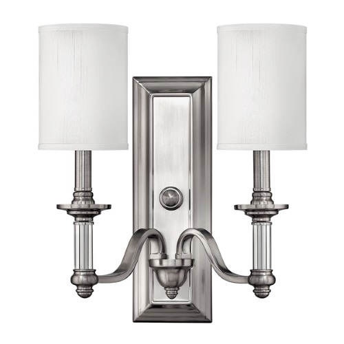 Sussex Brushed Nickel Double Wall Light HK-SUSSEX2