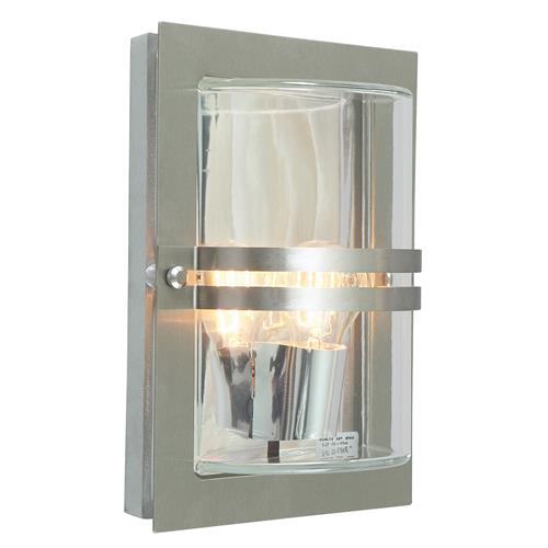 Outdoor IP54 Wall Light Clear Glass Stainless Steel BASEL-E27-S-S-C