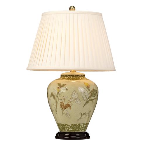 Porcelain Table Lamp Green Pattern Cream Lampshade ARUM-LILY-TL