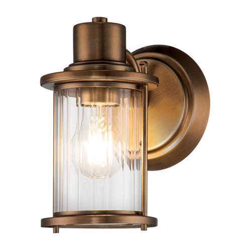 Riggs IP44 Rated Weathered Brass Single Bathroom Wall Light QZ-RIGGS1-BATH-WS