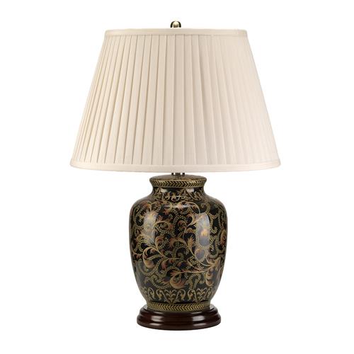 Small Table Lamp Black Glaze Finish Gold Detail MORRIS-TL-SMALL