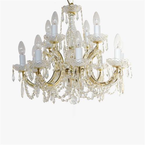 Marie Theresa Polished Gold & Crystal 12 Light Fitting CP00150/8+4/G