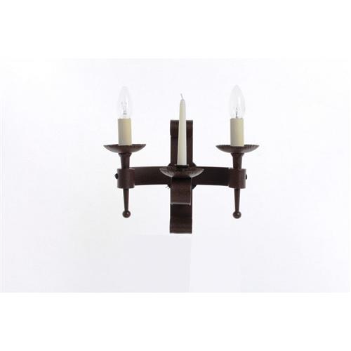 Refectory Double Aged Rustic Iron Finish Wall Light SMRR00002C/A
