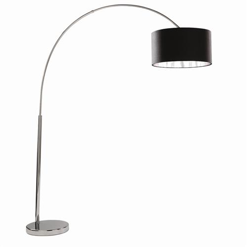 Polished Chrome Arc Floor Lamp With, Black Arc Floor Lamp With White Shade
