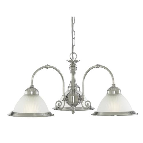 American Satin Silver Diner 3 Arm Ceiling Light 1043-3