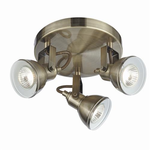 Focus LED Antique Brass Multi-Directional Triple Spotlight 1543AB