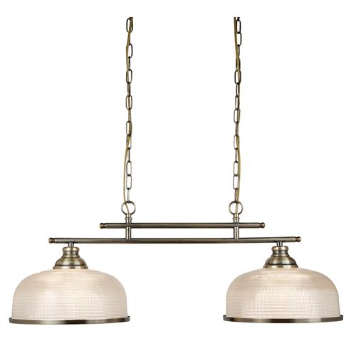 Bistro 2 Double Antique Brass Pendant Bar Ceiling light 3592-2AB