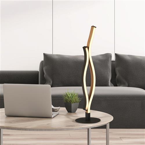 Bloom LED Black and Wood Effect Table Lamp 32101-1BK