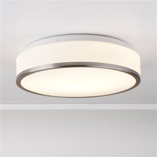 Cheese IP44 Satin Silver/Opal Flush fitting Ceiling Light 7039-28SS