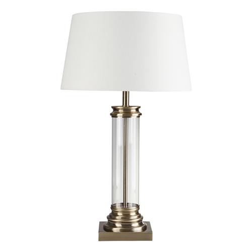 Pedestal Antique Brass/Clear Glass Table Lamp 5141AB