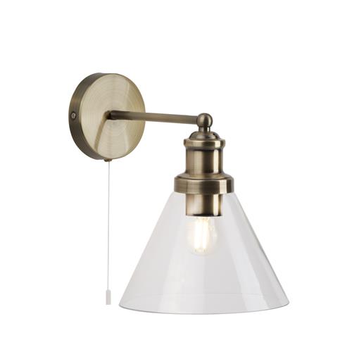 Pyramid Antique Brass Switched Wall Light 1277AB