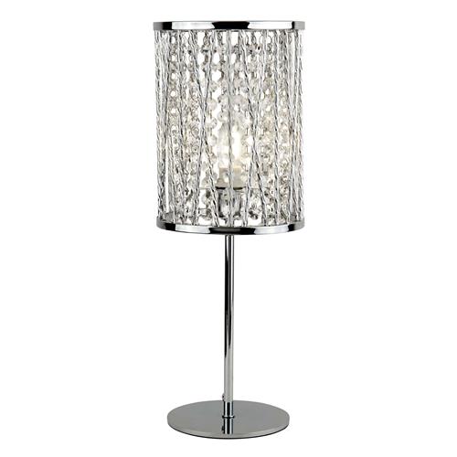 Elise Crystal Glass Polished Chrome, Crystal Table Lamp