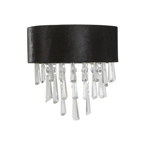 Glamour Black And Crystal 2 Light Wall Fitting 50818-2BK