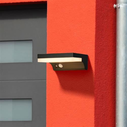 Jacob IP54 Black And Frosted Outdoor Infrared Solar Wall Light 67417BK