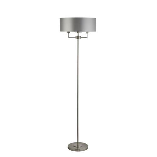 Witley Satin Silver Three Arm Floor, Three Arm Floor Lamp