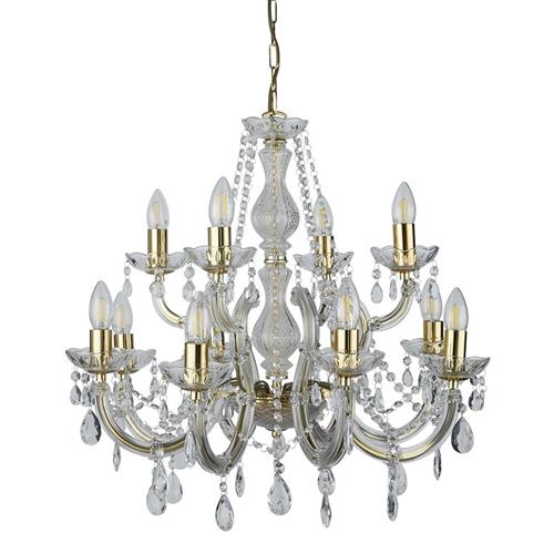 Marie Therese 12 Arm Brass and Clear Acrylic Chandelier 699-12