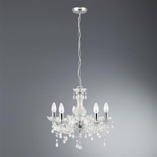 Marie Therese Chrome and Clear 5 Arm Chandelier 1455-5CL