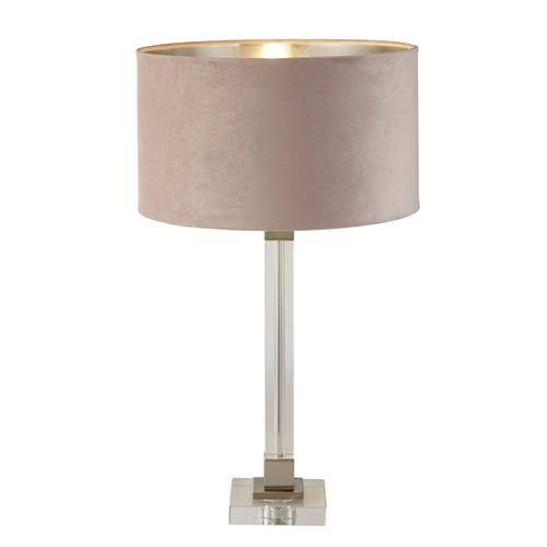 Scarborough Crystal And Satin Nickel Table lamp With Pink Shade 67521PI