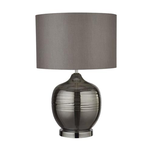 Lydia Smoked Glass Ridged Table lamp Complete 2837SM