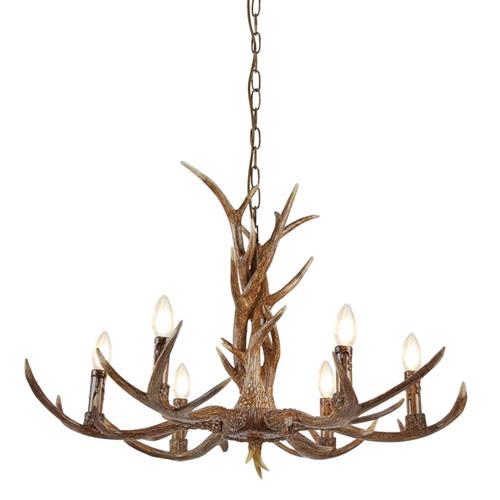 Stag Brown Resin 6 light Multi-Arm 6416-6BR