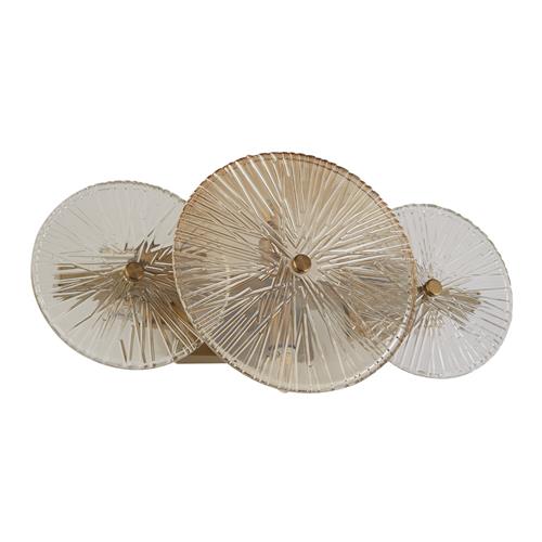 Wagon Wheel Bronze Amber and Clear Glass 6 Light Wall Or Flush Light 88210-6BZ