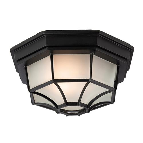 Traditional 6 Panel IP44 Rated Black Outdoor Flush Fitting F609BK