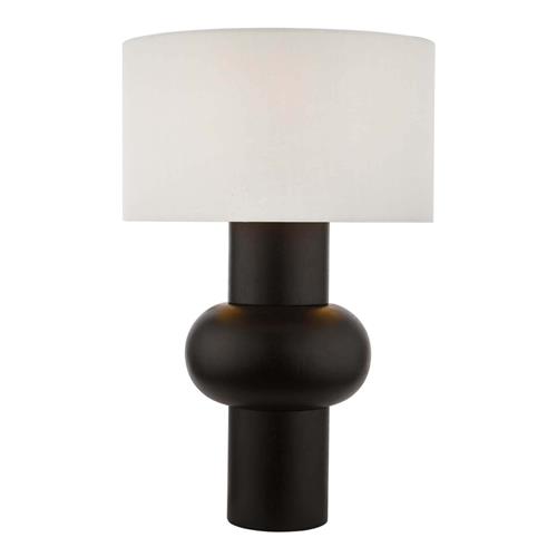 Arran Matt Black Solid Ash Wood Table Lamp With White Shade ARR4222+PYR142