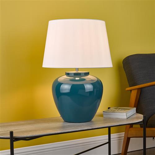Ayla Dark Teal Table Lamp And White Tapered Shade AYL4223+CEZ162