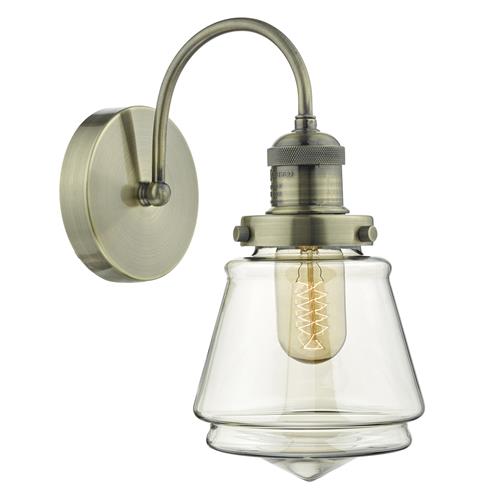 Curtis Single Arm Switched Wall Light Antique Brass Finish CUR0775