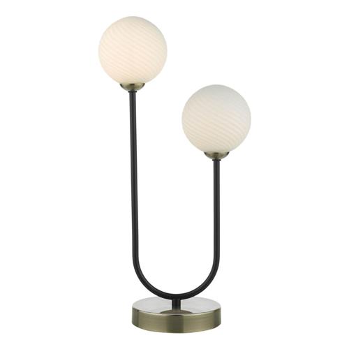 Duo Double Shade Matt Black And Antique Brass Table Lamp DUO4275