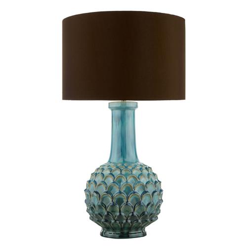 Edlyn Blue & Green Reactive Glazed Artichoke Table Lamp With Shade EDL4223+VOY1422