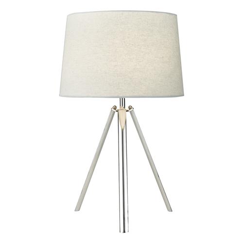 Griffith Chrome Tripod Table Lamp Grey Linen Shade GRI4250