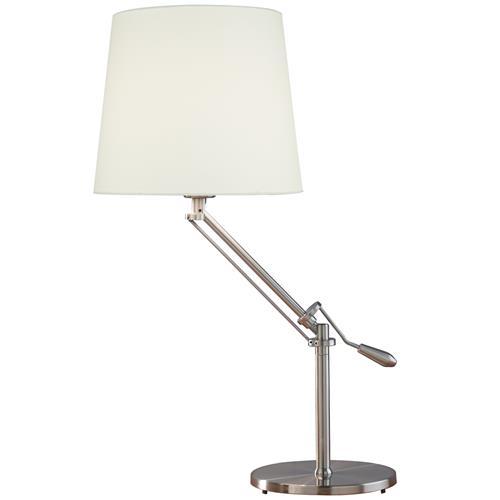 Infusion Satin Chrome Table Lamp White Shade INF4046
