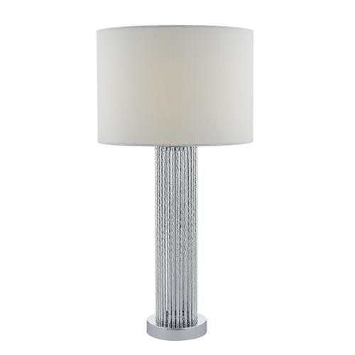 Lazio Satin Silver Table Lamp White Shade LAZ4232