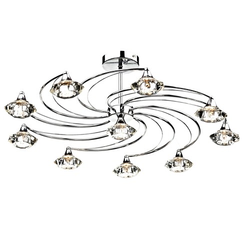 Luther 10 Light Polished Chrome Semi Flush Ceiling Fitting LUT2350