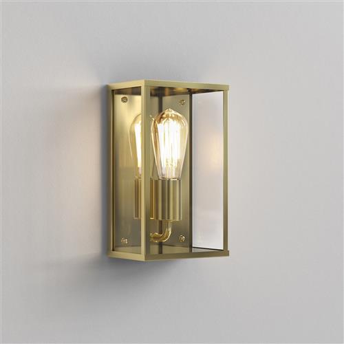 Homefield Natural Brass Outdoor or Bathroom Wall Light 1095034