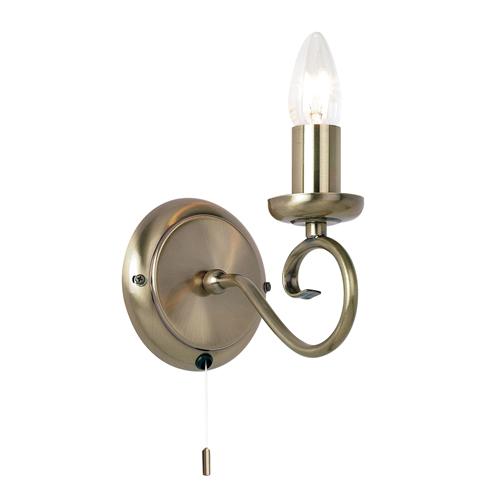 Trafford Antique Brass Switched Wall Light 180-1AN