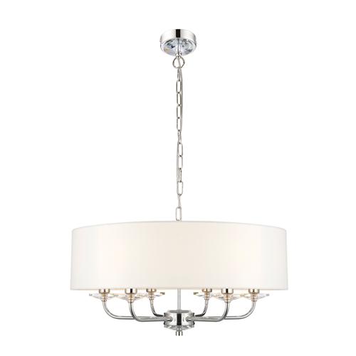 Nixon Nickel 6 Light Ceiling Pendant with White Shade 60179