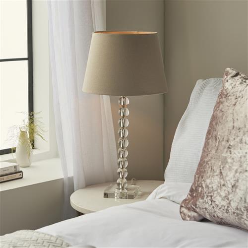 Adelie And Cici Clear Table Lamp With Grey Shade 98360
