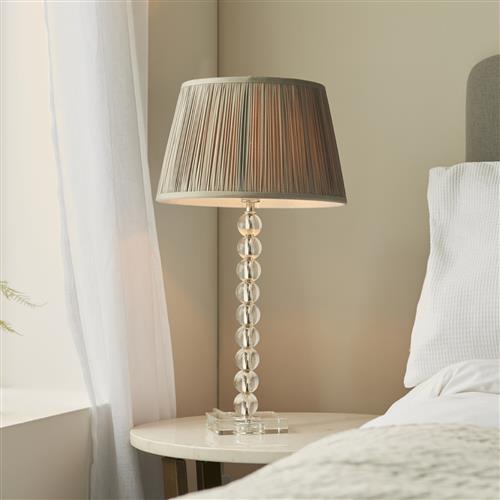 Adelie And Freya Charcoal Silk And Clear Table Lamp 98351