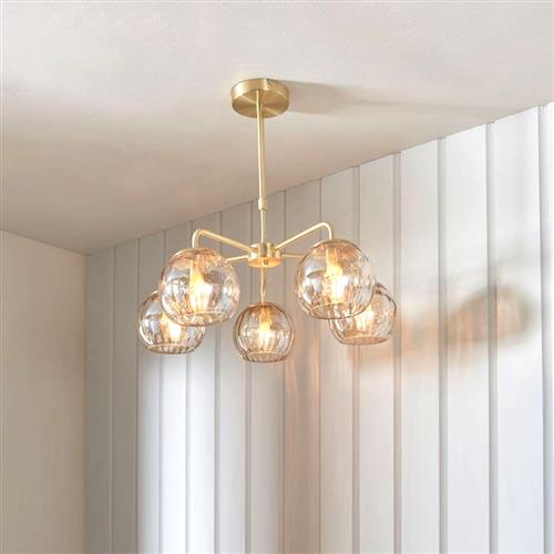 Dimple Brushed Brass 5 Arm Pendant Light 91969