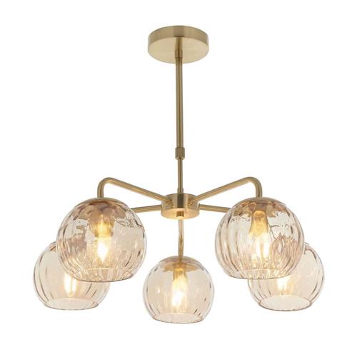 Dimple Brushed Brass 5 Arm Pendant Light 91969
