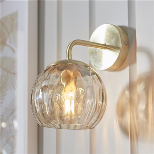 Dimple Single Brushed Brass Wall Light 91970