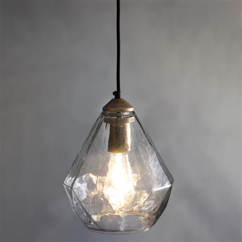 Ebbe Antique Gold Finish Clear Glass Pendant 95462