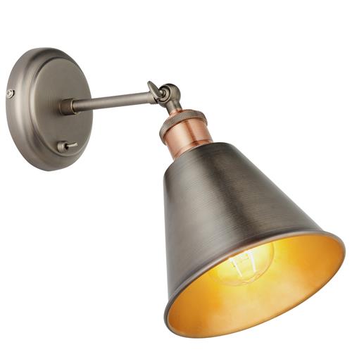 Hal Aged Pewter Shade Switched Wall Light 92866