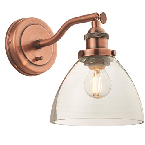 Hansen Aged Copper Switched Adjustable Single Arm Wall Light 76334