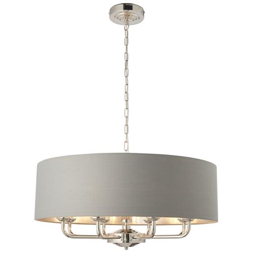 Highclere 8 Light Nickel with Charcoal Shade Pendant 94415